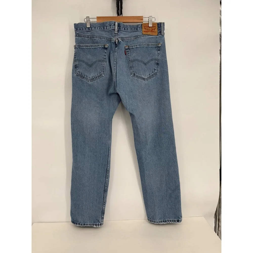 Levis 505 Mens Straight Leg Jeans Medium Wash Blue Denim Pants Sz W34 L32